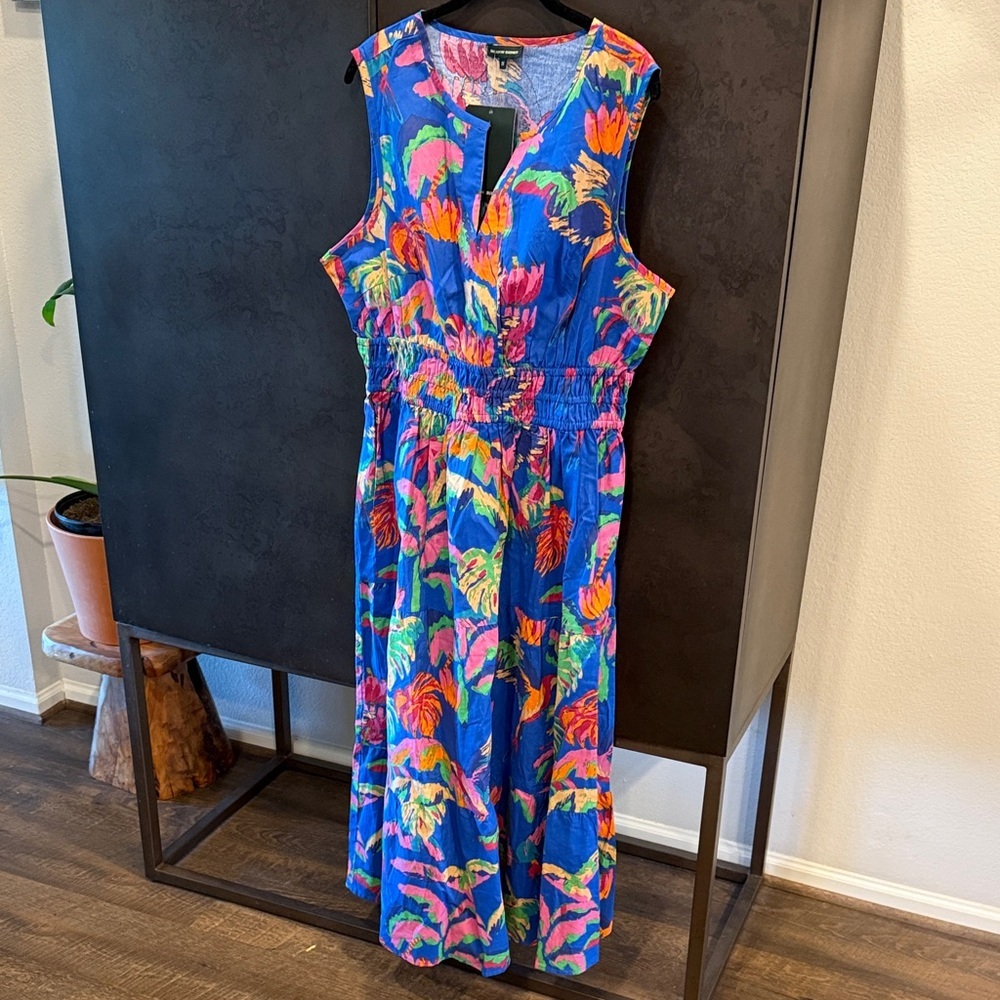 Meadow Rhodes Blue Floral Maxi Dress 100% Cotton